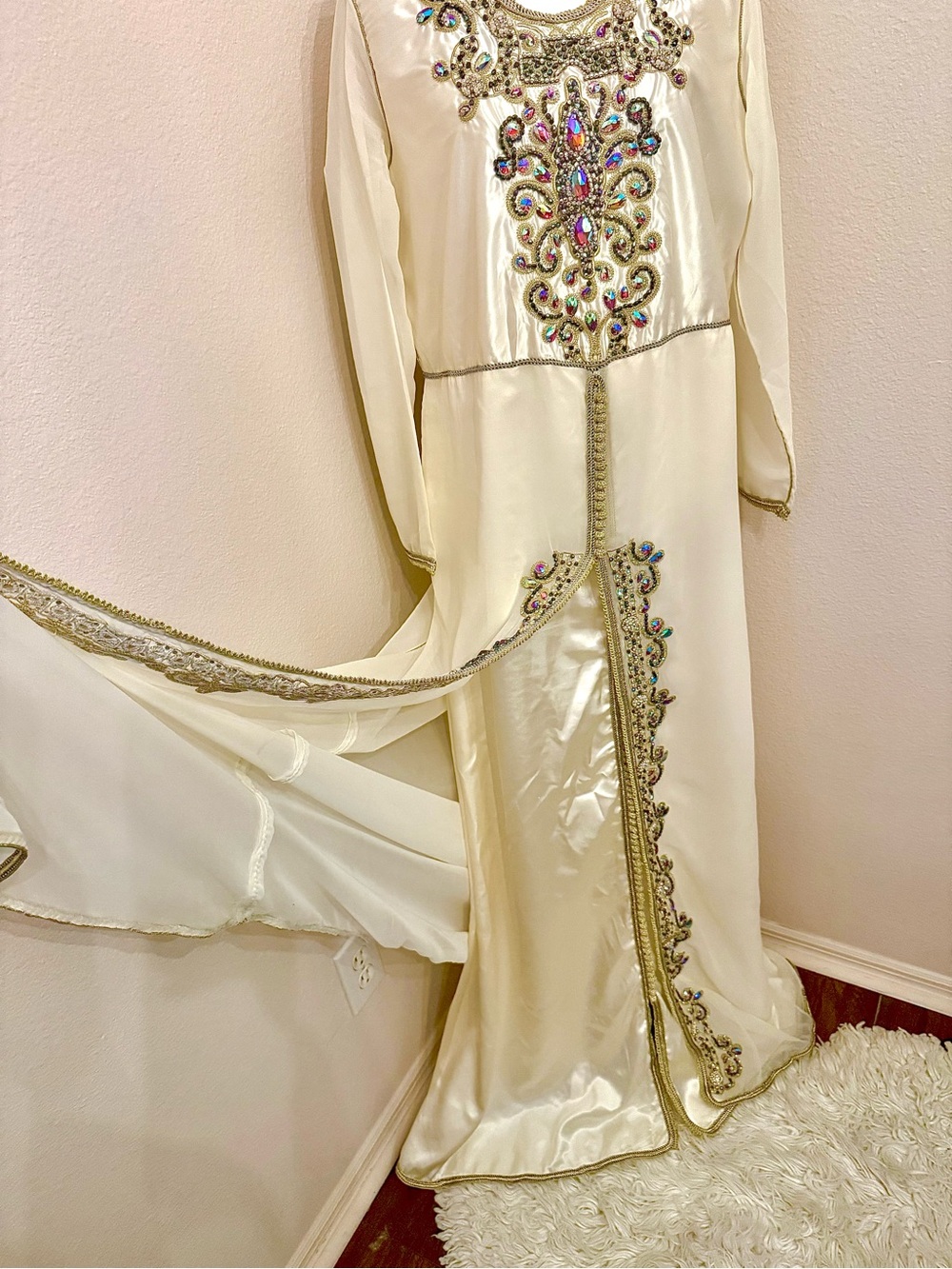 Moroccan kaftan Designer Hand Work Dubai Embroidered Georgette Stylish Maxi . - Picture 11 of 16